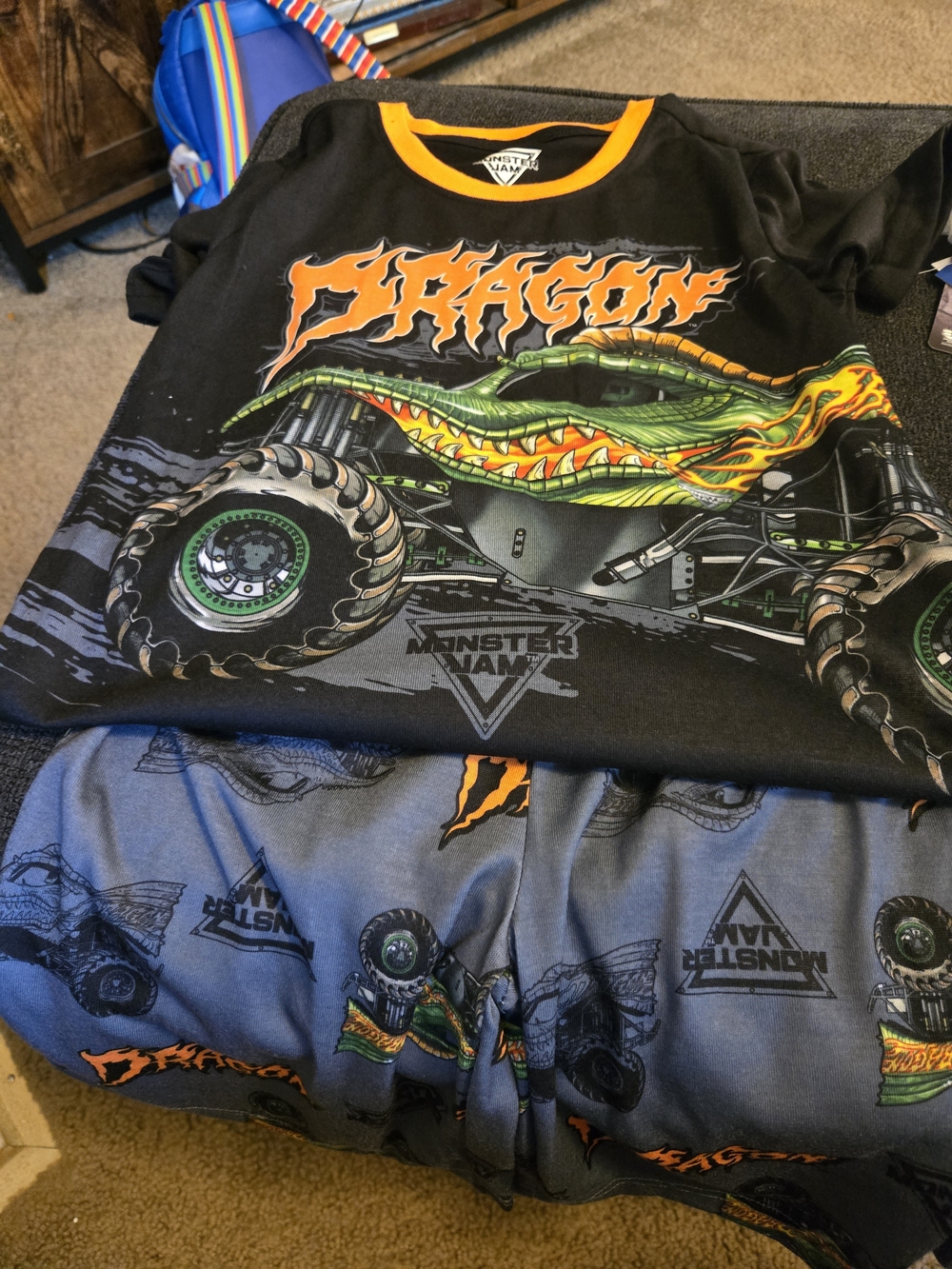 Monster Jam Dragon Boys' Black & Gray Pajama Set